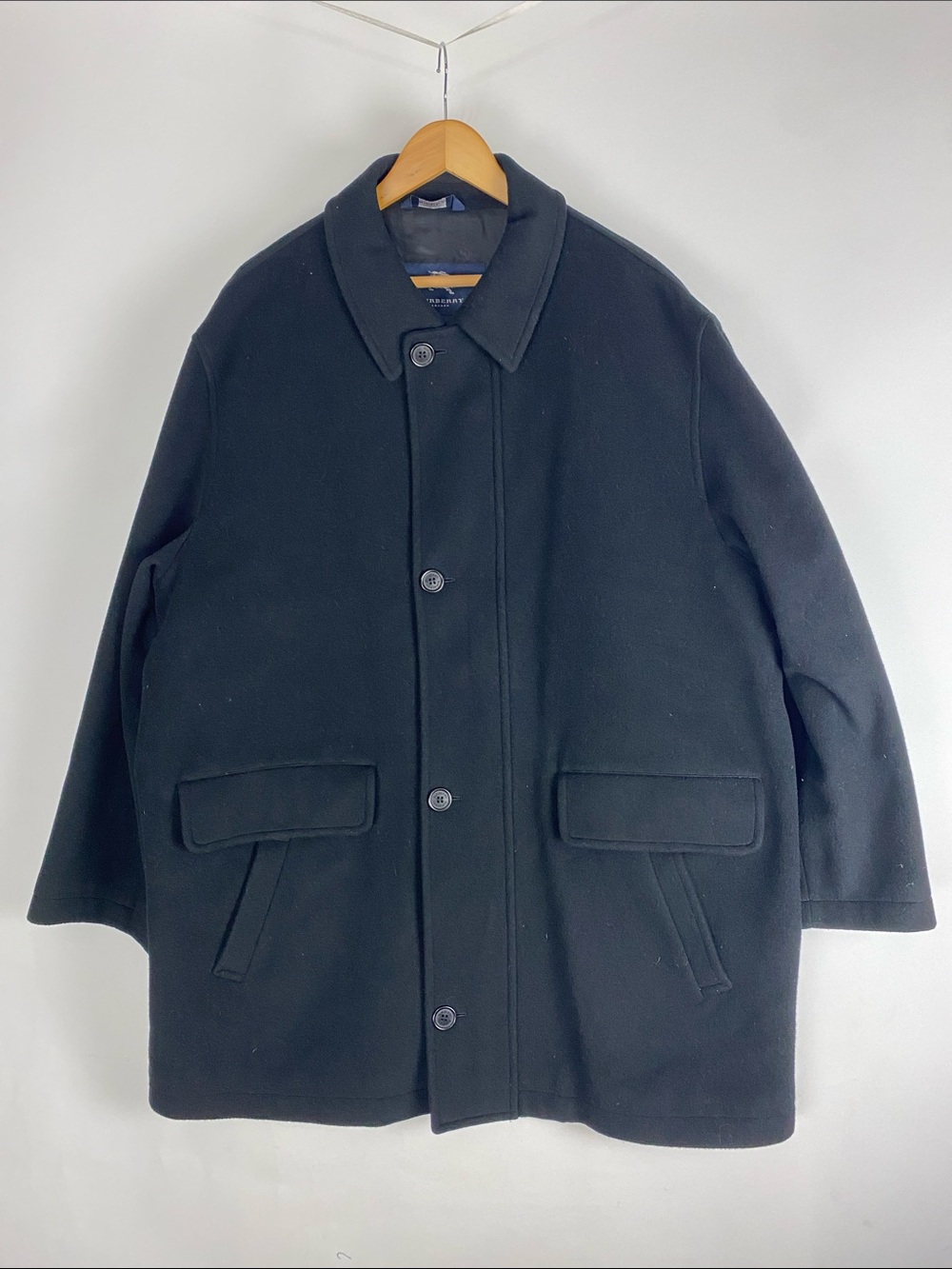 Burberry London Men Black Lambswool Cashmere Coat Jacket Short Arms TG 56/ SZ 46